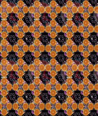 Şirin çiçek elementleri. Turuncu renkli çiçekler. Robot resim. Raster illüstrasyonu.