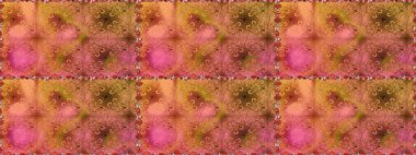 Şirin çiçekli kusursuz desen turuncu ve kahverengi renklerde yapraklar, suluboya çiçekli desen, duvar kağıdı, kart veya kumaş için fayanslı. Raster illüstrasyonu.