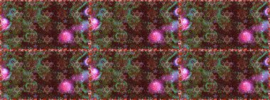 Yapraklı çiçekler ve kahverengi ve yeşil renklerde papatya çiçekleri. Raster - stok. Kusursuz arkaplan deseni.