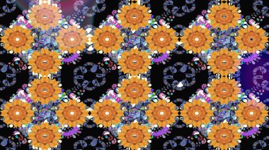 Raster suluboya çiçek deseni, narin çiçekler, siyah çiçekler, tebrik kartı şablonu. Güzel kumaş deseni.