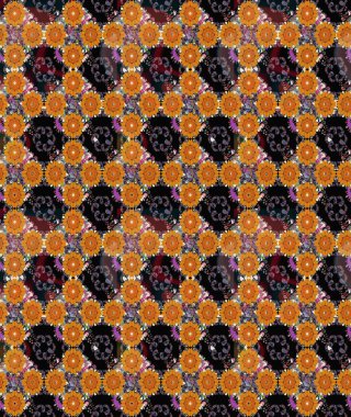 Şirin çiçek elementleri. Turuncu renkli çiçekler. Robot resim. Raster illüstrasyonu.