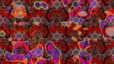 Küçük çiçekteki sevimli çiçek deseni. Kahverengi ve kırmızı renkte çiçekler.