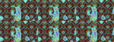 Raster illüstrasyonundaki çiçek desenli çizim. Mavi ve kahverengi renkte çiçekler.