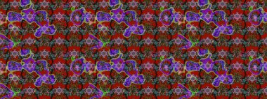 Çizim çiçek deseni duvar kâğıdı olarak kullanılabilir. Kırmızı ve kahverengi renkte çiçekler. Raster illüstrasyonu.