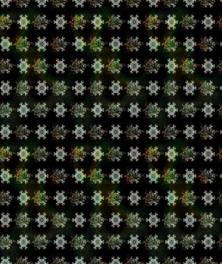 Kumaş desenli papatya çiçeği detayı. Siyah renkte çiçekler.