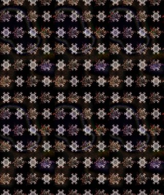 Çok renkli, zarif küçük çiçekler ve siyah renkli komik böcekler, raster desen, illüstrasyon..