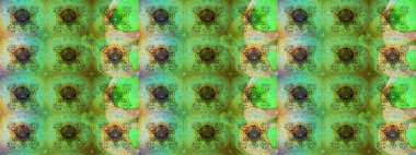 Parlak çiçekli yeşil ve nötr renkler üzerine soyut çizim deseni. Küçük çiçekte hoş bir çiçek deseni var. Çiçek elementli zarif raster dokusu..