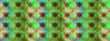 Parlak çiçekli yeşil ve nötr renkler üzerine soyut çizim deseni. Küçük çiçekte hoş bir çiçek deseni var. Çiçek elementli zarif raster dokusu..