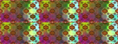 Raster illüstrasyonunda kusursuz çiçek deseni. Çiçekler suluboya tarzında kahverengi ve yeşil renklerde.