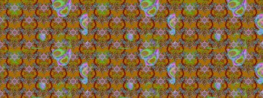 Çiçeksel kahverengi ve yeşil çizim deseni. Raster çiçek izi. Klasik taslak çizimi.