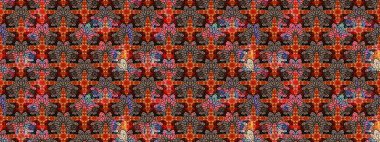 Küçük çiçekteki sevimli çiçek deseni. Kırmızı ve kahverengi renkte çiçekler. Raster illüstrasyonu.