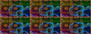 Çiçekli, suluboya desenli kusursuz çiçek deseni. Düz Çiçek Elementleri Tasarım Raster illüstrasyonu. Kahverengi ve mavi renkte çiçekler. Renkli Bahar Teması Arkaplansız Desen.