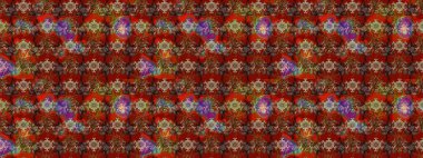 Kahverengi ve kırmızı renklere karalamalar çizilmiş çiçek deseni. Raster illüstrasyonu.