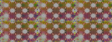 Kahverengi ve gri renkli çiçekler. Raster illüstrasyonunda kusursuz çiçek deseni. Renkli Bahar Temalı Kusursuz Arkaplan. Düz Çiçek Elementleri Tasarımı.