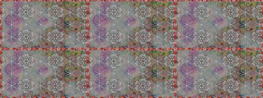 Raster illüstrasyonu. Gri ve nötr renklerde Asya tekstil tarzında. Çiçeklerle suluboya desenleri.