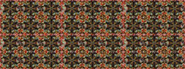 Süslü dekorasyon. Raster illüstrasyonu. Damask altın soyut çiçek kahverengi renklerde pürüzsüz desen.