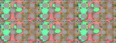 Suluboya, elle çizilmiş. Çiçekler gri ve yeşil üzerine. Kusursuz bir arka plan modeli. Raster stoku.