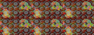 Eskiz geçmişi. Raster illüstrasyonu. Tomurcukları papatya çiçekleri olan sevimli bir çiçek deseni. Kumaş, tekstil, duvar kağıdı baskısı için. Eski usul. Miles Fleur, dandik süs.