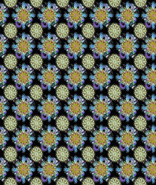 Çiçeksel çizim kalıbının yansıması. Vadinin çiçekleri siyah renklerde.