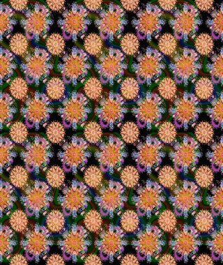 Suluboya çizim kalıbı. Çiçekler suluboya tarzında kahverengi renkte. Çiçek izi.