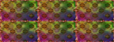 Kahverengi ve yeşil renklerde etnik çiçeklerle kusursuz bir desen. Raster Çiçek İllüstrasyon Şirin Tekstil.