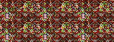 Renkli etnik çiçeklerle süslenmiş zarif bir eskiz şekli. Asya Tekstil 'inde Raster Çiçek İllüstrasyonu.