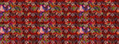 Yapraklı çiçekler ve rengarenk papatya çiçekleri. Raster - stok. Taslak arkaplan deseni.