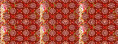 Renkli Bahar Temalı Kusursuz Arkaplan. Çiçek deseni. Raster illüstrasyonu. Kusursuz Chichi kumaş deseni. Düz Çiçek Elementleri Tasarımı.