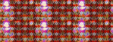 Suluboya elle çizilmiş çiçek desenli eskiz deseni. Parlak renkli fantezi çiçekleri, yapraklar, kahverengi ve kırmızı renkli tomurcuklar kahverengi ve kırmızı.