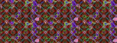 Raster illüstrasyonundaki çiçek desenli çizim. Kahverengi ve kırmızı renkte çiçekler.