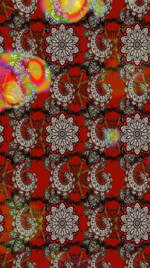 Arkaplan dokusu, duvar kağıdı, kırmızı ve gri renkli çiçek teması. Kabile sanatı boho baskısı, klasik çiçek arkaplanı. Soyut etnik raster çizim kalıbı.