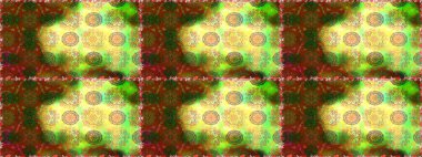 Raster illüstrasyonunda kusursuz çiçek deseni. Kahverengi ve yeşil renkte çiçekler.