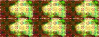 Raster illüstrasyonunda kusursuz çiçek deseni. Kahverengi ve yeşil renkte çiçekler.