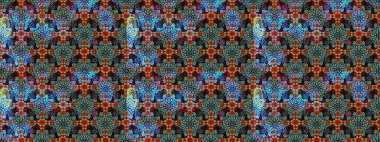 Mavi renkte etnik çiçeklerle süslenmiş zarif bir eskiz. Raster Çiçek İllüstrasyon Şirin Tekstil.