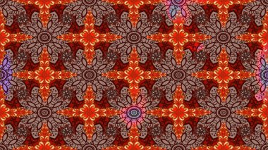 Çiçek buketleriyle klasik bir eskiz şekli. Raster illüstrasyonu. Kahverengi ve kırmızı renklerde.