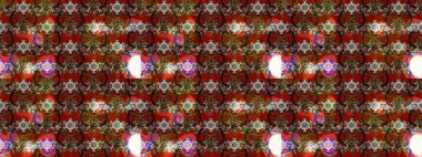 Kahverengi ve kırmızı renkte güzel çiçekler, suluboya desenli, duvar kağıdı, kart ya da kumaş için fayanslı eskizler. Raster..