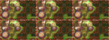 Küçük çiçekli kusursuz yay deseni. Suluboya tarzında kahverengi ve yeşil renklerde. Raster illüstrasyonu.