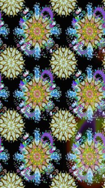 Renkli Bahar Teması eskiz kalıbı. Süslü kumaş deseni. Raster illüstrasyonundaki çiçek desenli çizim. Düz Çiçek Elementleri Tasarımı.