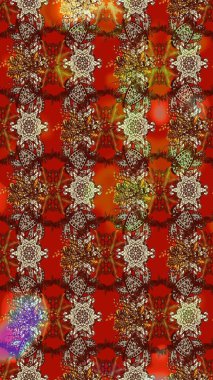 Kahverengi, kırmızı ve bej renkli çiçekler. Raster illüstrasyonu. Çiçek desenli eskiz, vuruşlar, sıçramalar, yaz çiçekleri..