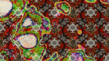 Kahverengi renkte çok kahverengi, zarif küçük çiçekler ve komik böcekler, raster desen, illüstrasyon.