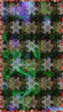 Beautiful fabric pattern. Raster illustration. Cute seamless floral print with spring flowers.