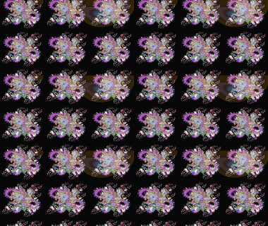 Düz Çiçek Elementleri Tasarımı. Modaya uygun kumaş deseni. Sevimli çiçek raster deseni. Renkli Yaz Teması çizim şablonu.