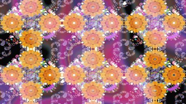 Raster illüstrasyonundaki çiçek desenli çizim. Tarafsız renklerde çiçekler.