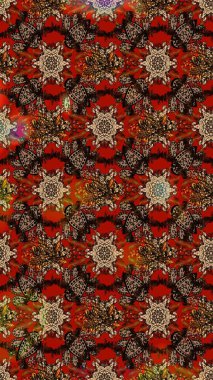 Kıvırcık, parlak örgü. Raster illüstrasyonu. Çiçek çelengi. Desen, çizim, çiçek sınırı. Eski moda arka plan. Güzel, pürüzsüz kumaş, tuval..