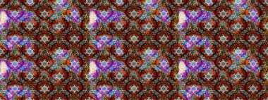 Patlayan çiçekler soyut olarak yerleştirilmiş. Raster deseni. Yumuşak, bahar çiçekleri kahverengi ve gri renklerde. Raster illüstrasyonu.