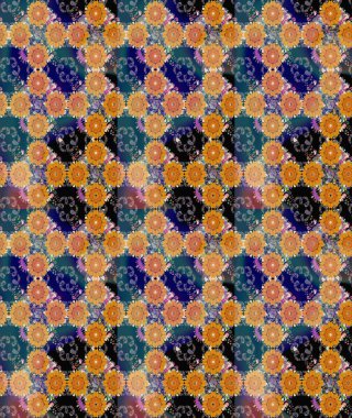 Turuncu renkli çiçekler. Raster illüstrasyonu. Çiçek süslemeli çizim deseni.