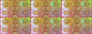 Raster Illustrasyon 'da moda olmayan çiçek deseni. Renkli Yaz Temalı Kusursuz Arkaplan. Tarafsız ve bej renkli çiçekler. Düz Çiçek Elementleri Tasarımı.