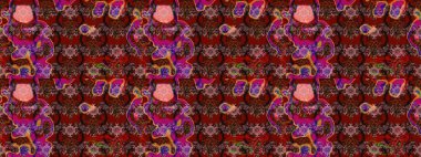 Kahverengi ve kırmızı renkte çiçekler. Raster illüstrasyonu. Tropikal çizim çiçek deseni.