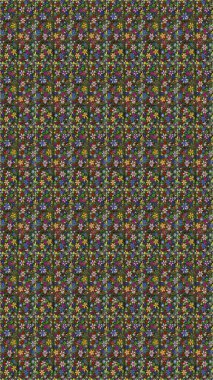 Düz Çiçek Elementleri Tasarımı. Raster illüstrasyonunda kusursuz çiçek deseni. Süslü kumaş deseni. Renkli Bahar Teması Kusursuz Arkaplan.