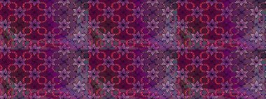 Raster illüstrasyonu. Renkli çizim kalıbı. Çiçek arkaplan. Çiçek duvar kâğıdı. Mor ve siyah renkli şirin tekstil.